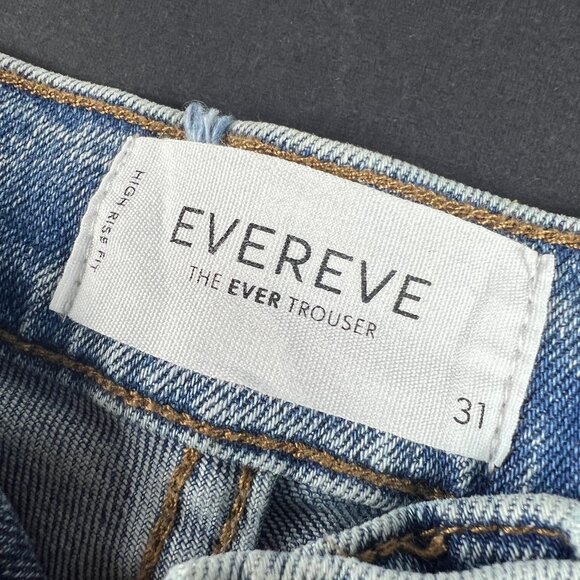 Evereve Jean Womens 32x33* The Ever Trouser High Rise Wide Leg Blue Denim Tag 31 - Picture 7 of 16